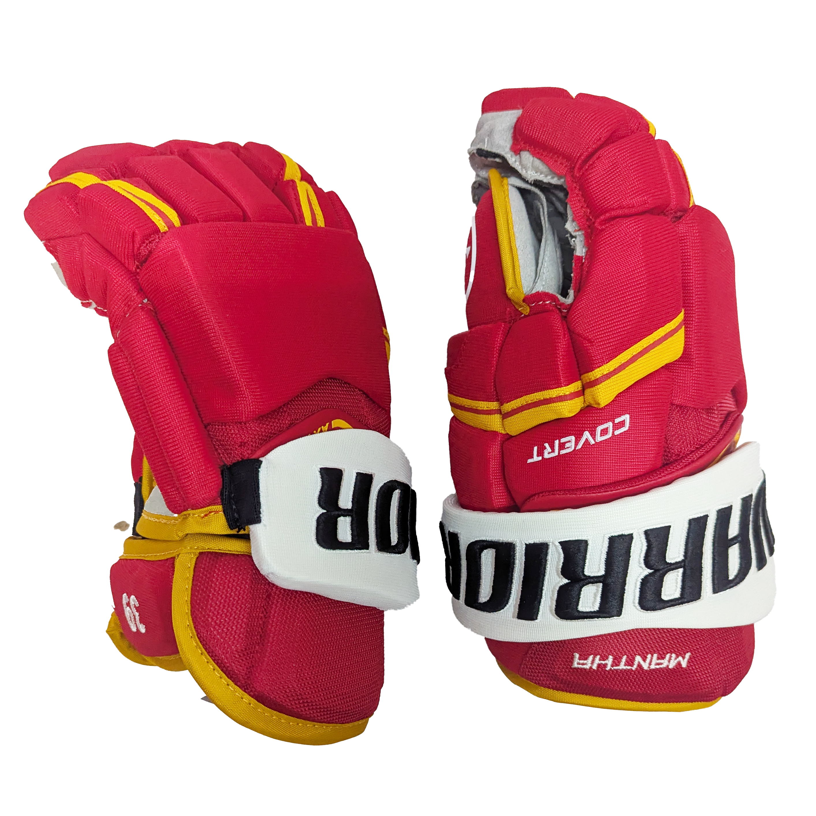 Warrior Covert QRE Pro - Gant NHL Pro Stock - Anthony Mantha (Rouge/Jaune/Blanc)